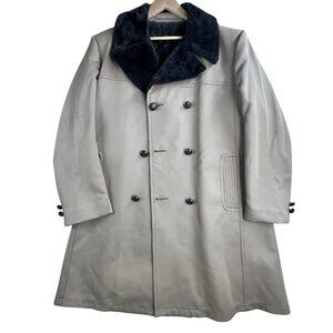 VTG Best Coat Company Coat Mens Large Faux Fur Collar Double Breasted Overcoat